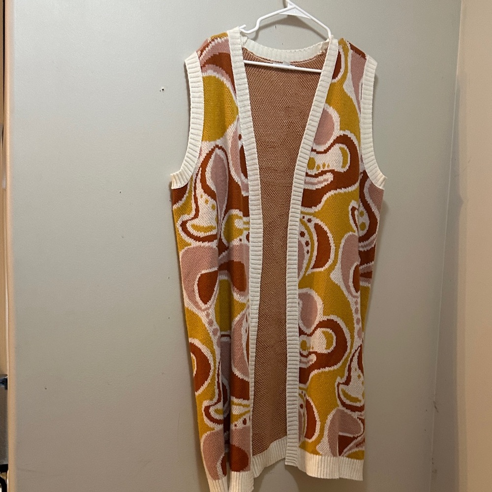 Cato Multicolor Patterned Duster Vest XLG
